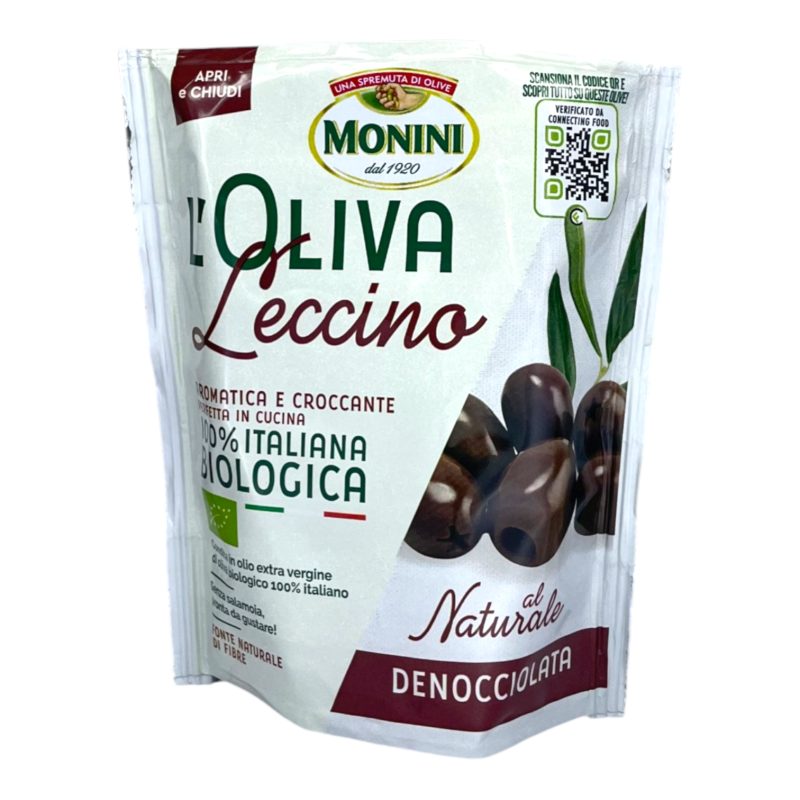 Оливки Monini BIO LECCINO чорні без кісточки 150 г