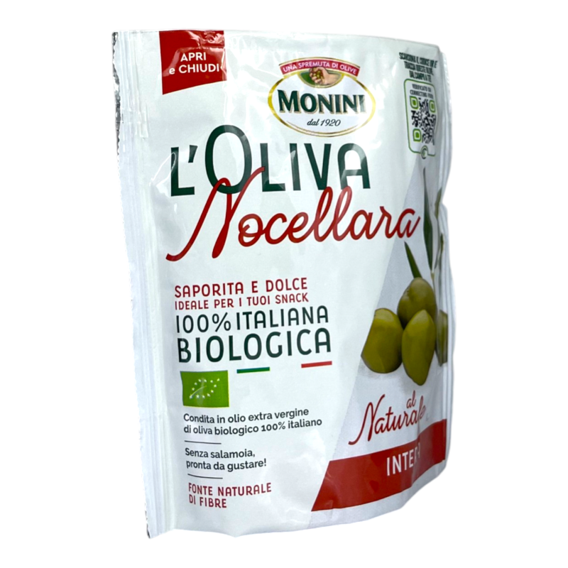 Оливки Monini BIO NOCELLARA зелені з кісточкою 150 г