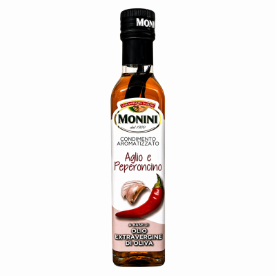 Олія оливкова Monini Extra Virgin з часником та перцем чилі 250 мл Олія оливкова Monini Extra Virgin з часником та перцем чилі 250 мл